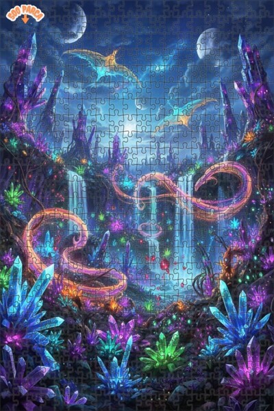 Teona Ahşap Crystal World Dragon Wing Puzzle 500 Pieces 50X30