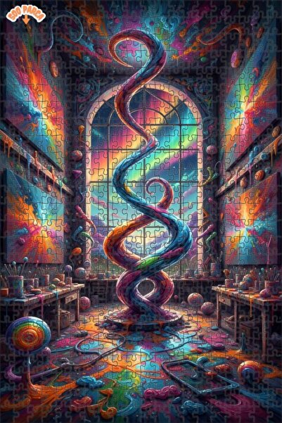 Teona Ahşap Rainbow Art Workshop Double Layer Framed Wooden Puzzle 500 Pieces...