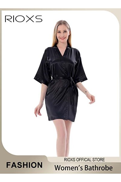 RIOXS Women's Solid-Color Robe, Summer Lightweight Style with Belt and Three-...