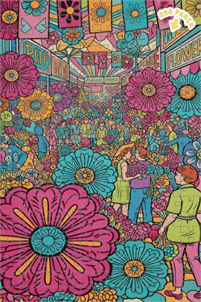 Teona Ahşap لوحة زيتية على طراز البوب آرت لسوق الزهور، ألغاز خشبية مؤطرة بطبق...