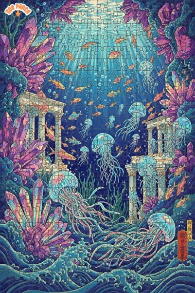 Teona Ahşap Magical Submarine Crystal Palace Oil Painting Lookalike Wooden Pu...