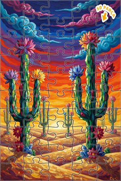 Teona Ahşap لوحة فنية زيتية لصبار ليلة الصحراء، ألغاز خشبية مؤطرة بطبقتين، 50...