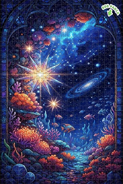 Teona Ahşap لغز خشبي بإطار مزدوج الطبقات بمظهر لوحة زيتية لنجوم البحر الفلكية...