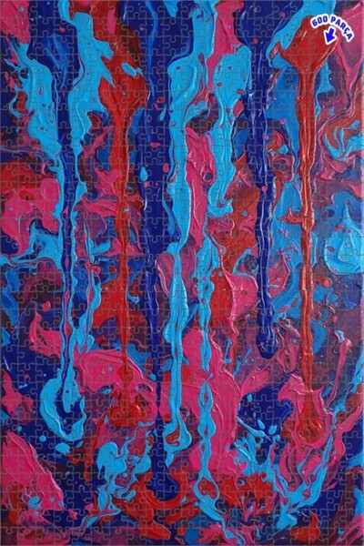Teona Ahşap لوحة خشبية مؤطرة بطبقتين بتصميم فني على شكل قطرات زيتية، 600 قطعة...