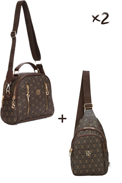 Newish Polo Women's Patterned Daily Crossbody Bag and Shoulder Bag – Gold Zip...