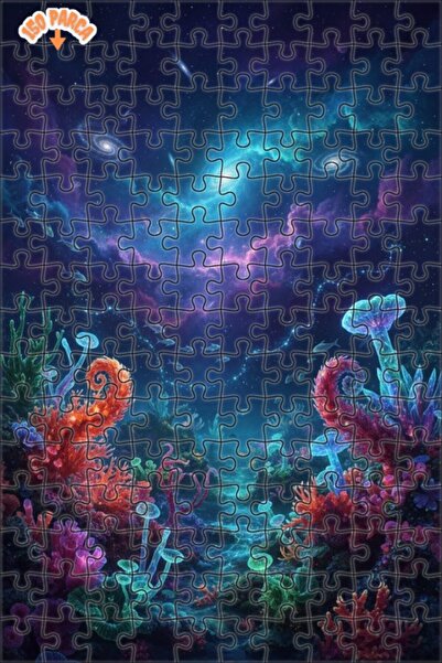 Teona Ahşap Cosmic Ocean Mushrooms Digital Art Looking 150 Pieces 20X30
