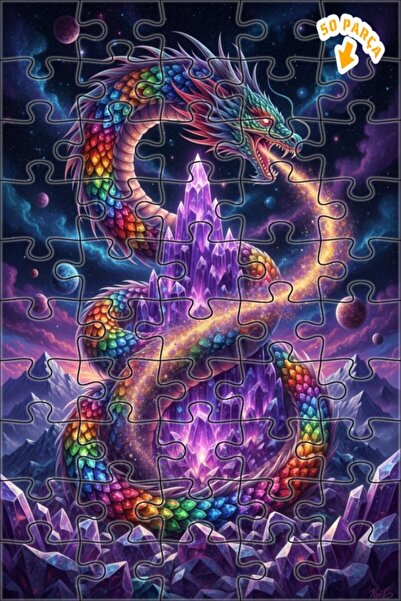 Teona Ahşap لغز خشبي ذو طبقتين بإطار من كريستال رينج أوف دراجونز رينبو دراجون...