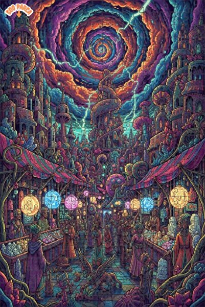 Teona Ahşap لغز خشبي مؤطر ذو طابقين بتصميم سوق المدينة الساحرة الخيالية، مرسو...