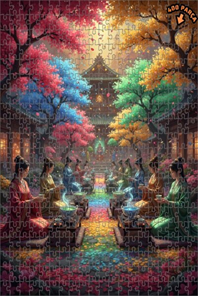 Teona Ahşap لوحة زيتية لمراسم شاي الحديقة الملونة 400 قطعة 35x35