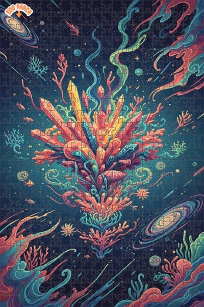 Teona Ahşap Crystal Galaxy Dream Double-Layer Framed Wooden Puzzle 500 Pieces...