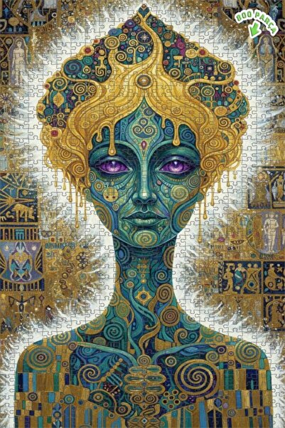 Teona Ahşap لغز خشبي مؤطر ذو طبقتين مستوحى من غوستاف كليمت بورق الذهب، 800 قط...