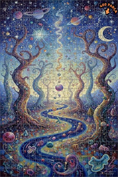 Teona Ahşap لغز خشبي مؤطر ذو طبقتين بتصميم لوحة زيتية لحلم الغابة الفضائية 40...