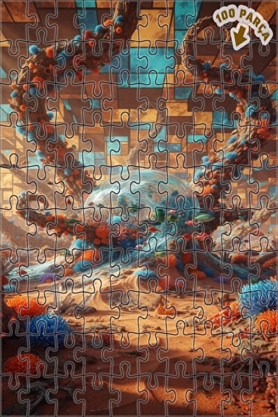 Teona Ahşap لغز خشبي رائع على شكل وحش المحيط ذو طابقين 100 قطعة 25x25