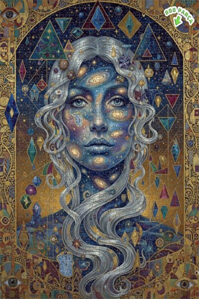 Teona Ahşap لغز خشبي مؤطر بطبقتين على شكل وجه امرأة من جالاكتيك كوزموس، 800 ق...