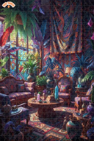 Teona Ahşap لغز خشبي بتصميم غرفة استوائية ساحرة ومظهر زيتوني 500 قطعة 50x30