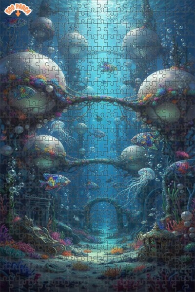 Teona Ahşap Fantastic Underwater Castle Oil Painting Lookalike Wooden Puzzle ...