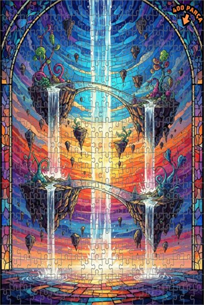 Teona Ahşap لغز خشبي رائع على شكل جسور الشلالات ذو طابقين 400 قطعة 35x35