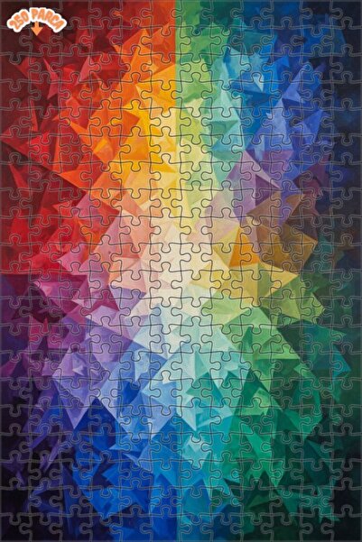 Teona Ahşap Rainbow Color Explosion Oil Painting Look Double-Layer Framed Woo...