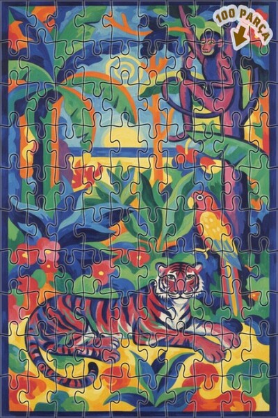 Teona Ahşap لغز خشبي مؤطر من طبقتين بتصميم فني ملون لفهد الغابة الغريبة والقر...