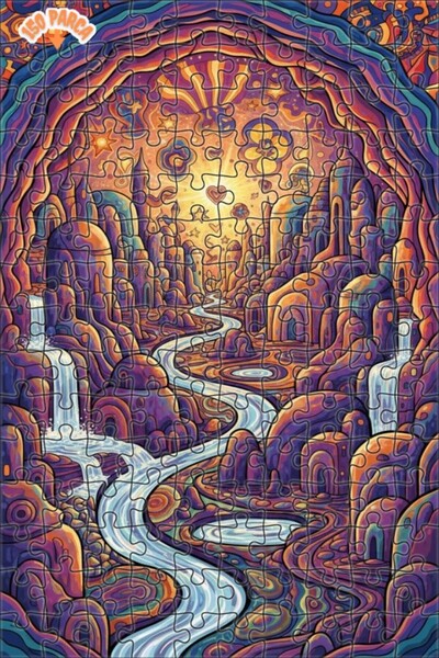 Teona Ahşap Mysterious Cave City Watercolor Look Wooden Puzzle 150 Pieces 20X30