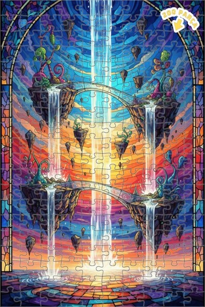 Teona Ahşap لغز خشبي رائع على شكل جسور الشلالات ذو طبقتين 200 قطعة 25x35