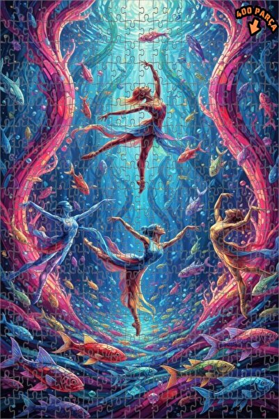 Teona Ahşap راقصو الباليه تحت الماء، أسماك ملونة، لغز خشبي ذو طبقتين، 400 قطع...