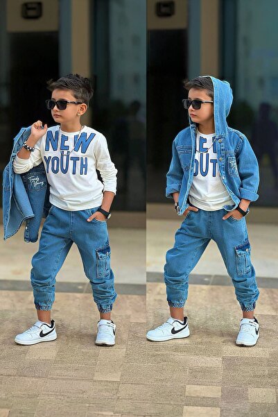 Minigimin Cicileri Miniğimin Cicileri Trendy Jeans cu glugă Set 3 piese pentr...