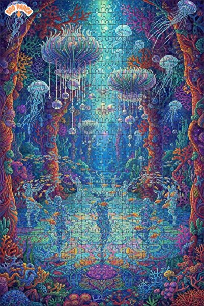 Teona Ahşap Undersea Dance Oil Painting Lookalike Double Layer Framed Wooden ...