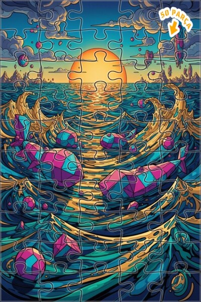 Teona Ahşap لغز خشبي ذو طبقتين بإطار ذو مظهر زيتوني ملون على شكل أسماك هندسية...