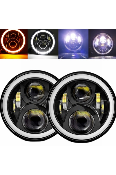 Choice4 50w Halo light Black 2x Car 7 Inch Led Headlight Hi/Low H4 Halo Angle...