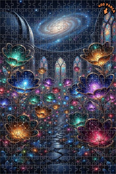 Teona Ahşap لغز خشبي مؤطر ذو طبقتين بتصميم زهور حديقة المجرة، 400 قطعة، 35x35 سم