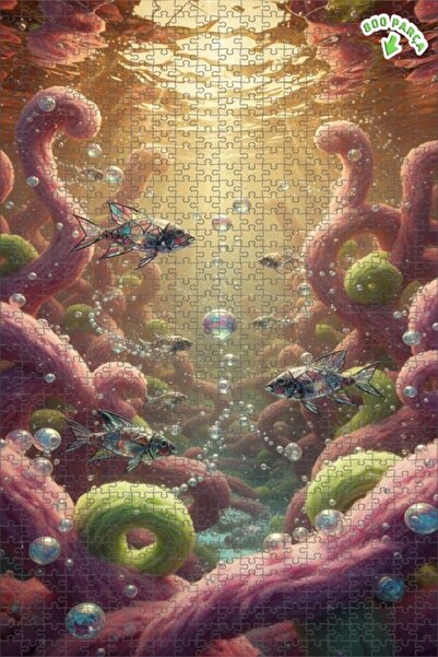 Teona Ahşap لغز خشبي رائع على شكل أسماك زجاجية تحت الماء، مكون من طبقتين، 800...