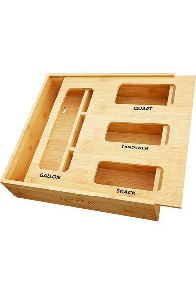 Arabest SpaceAid Bag Storage Organizer for Kitchen Drawer, Bamboo Organizer, ...