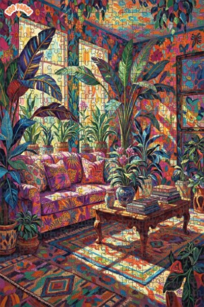 Teona Ahşap Colorful Circle of Life Tropical Hall Oil Painting Look Wooden Pu...