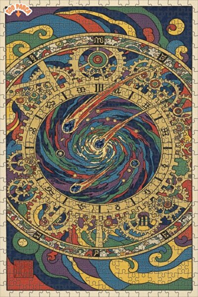 Teona Ahşap Atlas of the Sky Double Layer Framed Wooden Puzzle 500 Pieces 50X30