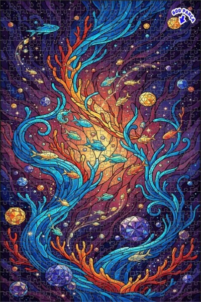 Teona Ahşap لغز خشبي رائع بإطار مزدوج الطبقات من الزجاج الملون الفني تحت الما...