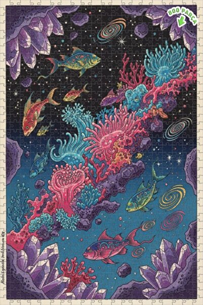 Teona Ahşap لغز خشبي رائع على شكل أسماك كريستالية تحت الماء بتصميم لوحة زيتية...