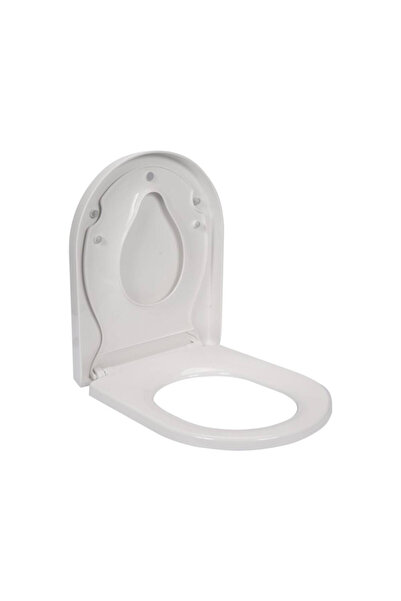 FALA Toilet Seat with Soft Close D Shape, White, 2 in 1