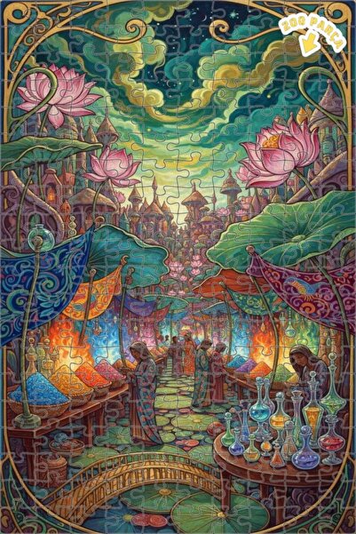 Teona Ahşap لغز فني بمظهر لوحة زيتية لسوق الشرق السحري، 200 قطعة، 25×35