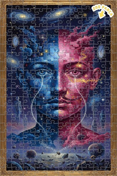 Teona Ahşap لغز خشبي مؤطر ذو طبقتين بتصميم وجه الكون، مظهر فني ميتاليكي، 200 ...