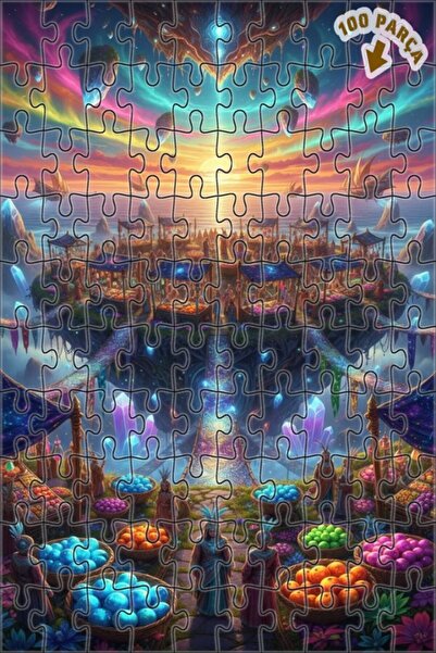 Teona Ahşap لوحة زيتية لمشهد سوق السماء 100 قطعة مقاس 25x25