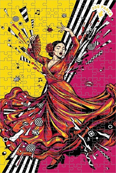 Teona Ahşap لغز خشبي مؤطر بطبقتين بتصميم راقصة الفلامنكو على طراز البوب آرت 2...