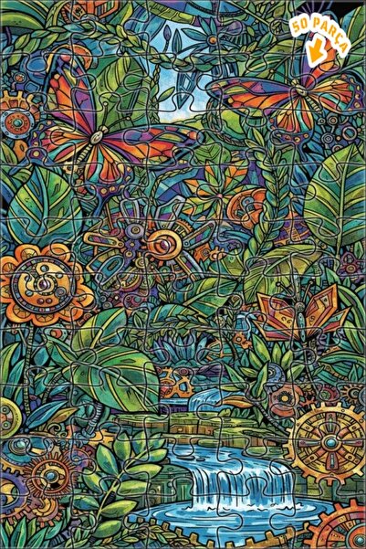 Teona Ahşap لغز خشبي على شكل فراشات الغابة بالبخار بمظهر الألوان المائية 50 ق...