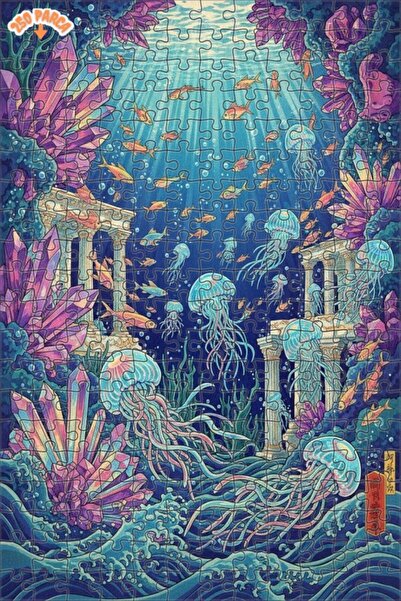 Teona Ahşap Magical Submarine Crystal Palace Oil Painting Lookalike Wooden Pu...