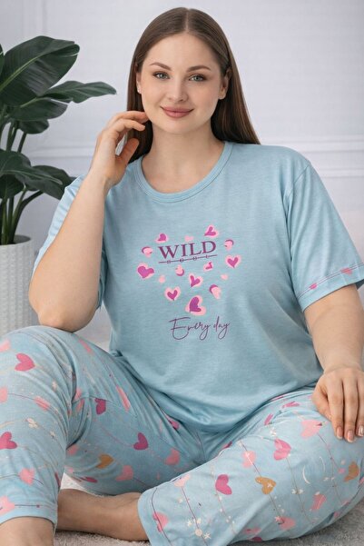 SCM LINGERIE Women's Battal Boy Short Sleeve Cotton Pajama Set