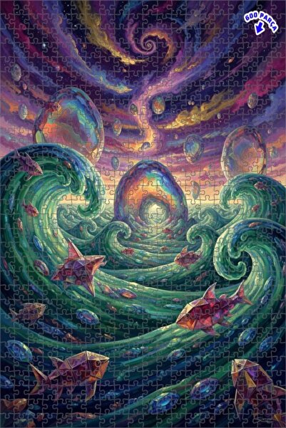 Teona Ahşap عوالم ملونة فوق الأمواج الرائعة، لغز خشبي مزدوج الطبقات بإطار زيت...