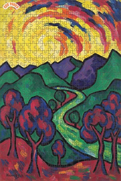 Teona Ahşap Vibrant Colors Scenery Oil Painting Look Double Layer Framed Wood...