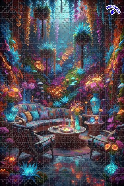 Teona Ahşap لغز خشبي مؤطر بطبقتين بمظهر لوحة زيتية لحديقة الغابة السحرية 600 ...