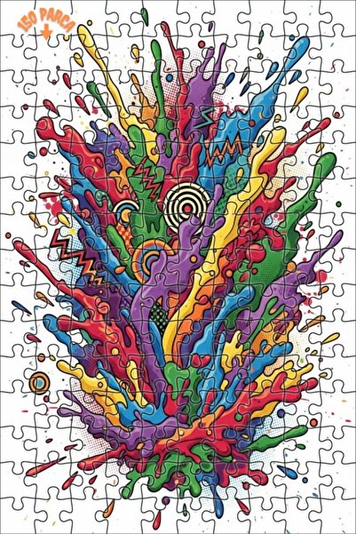 Teona Ahşap Crazy Color Explosion Double Layer Framed Wooden Puzzle 150 Piece...