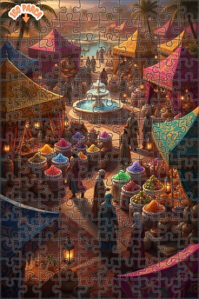 Teona Ahşap لغز خشبي فني بتصميم سوق ألف ليلة وليلة، 150 قطعة، مقاس 20x30